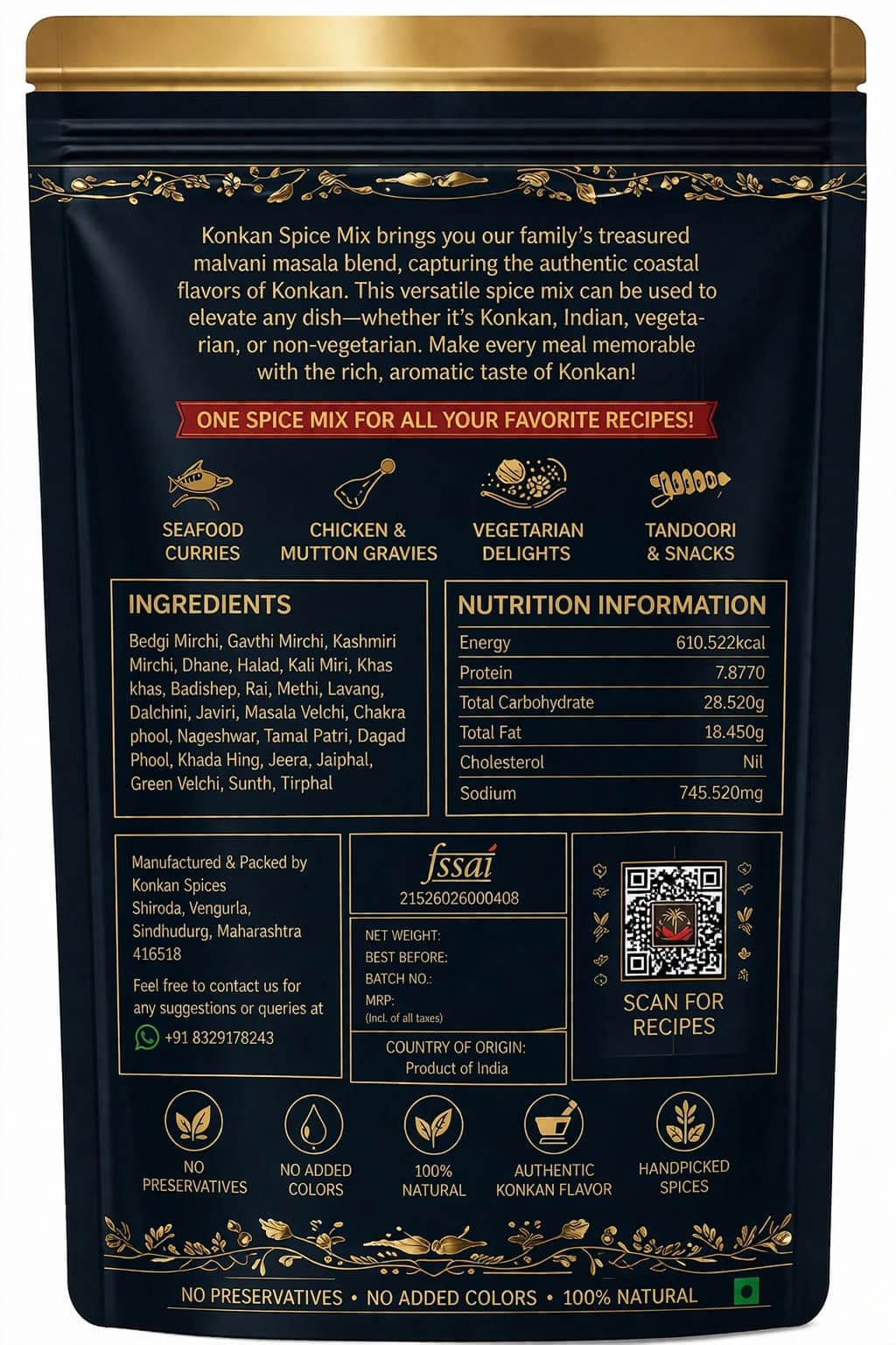 Malvani Masala - Back (Ingredients & Nutrition)